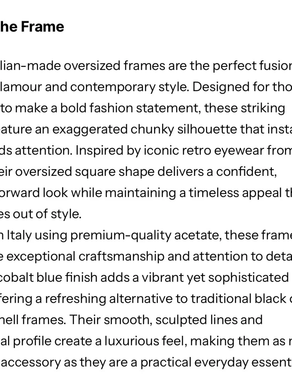 Vint & York Bellissimo Oversized Round Eyewear Glasses - Made in Italy